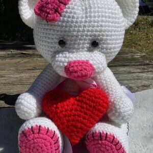 HANDMADE AMIGURUMI CROCHET STUFFED TEDDY BEAR TOY WITH MOVING PARTS